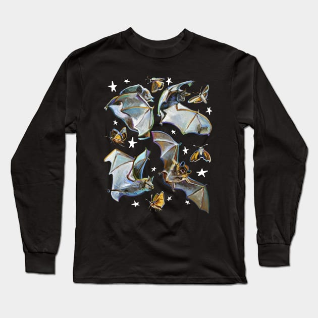 Spooky Gothic Bat Pattern Long Sleeve T-Shirt by RobertPhelpsArt